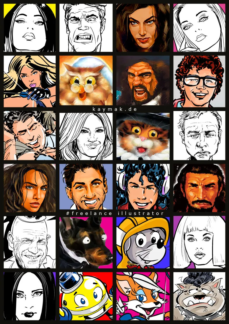 Character face grid with multiple expressions